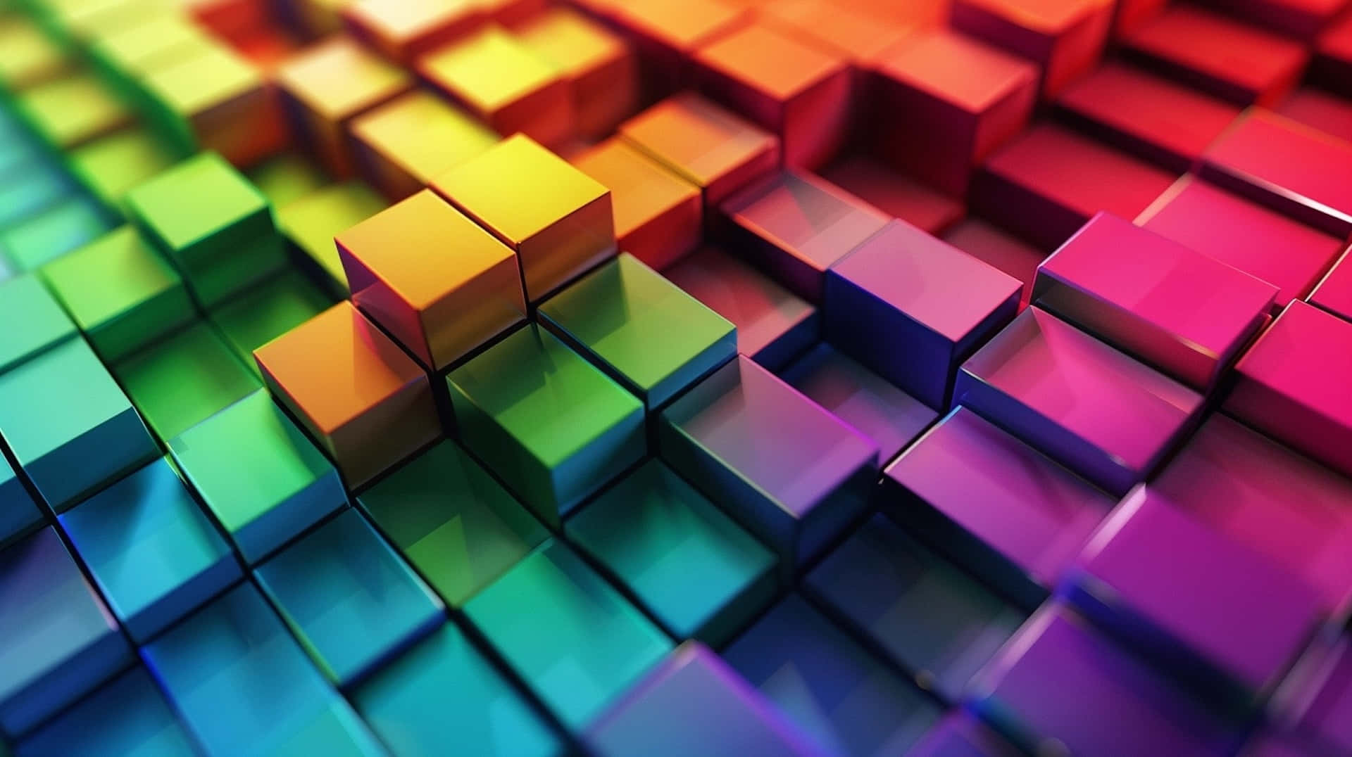 Colorful3 D Cubes Rainbow Gradient