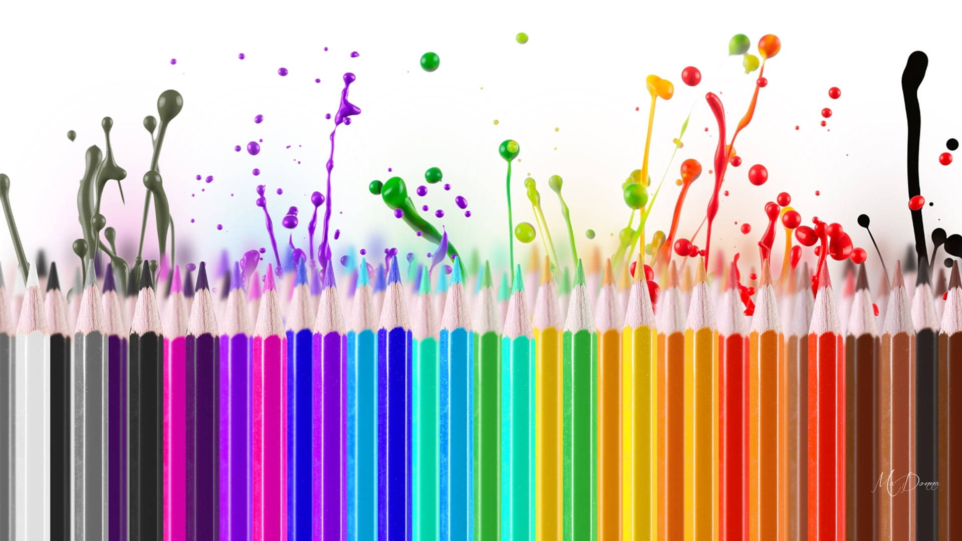 Coloring Pencils Splatter Paint Background