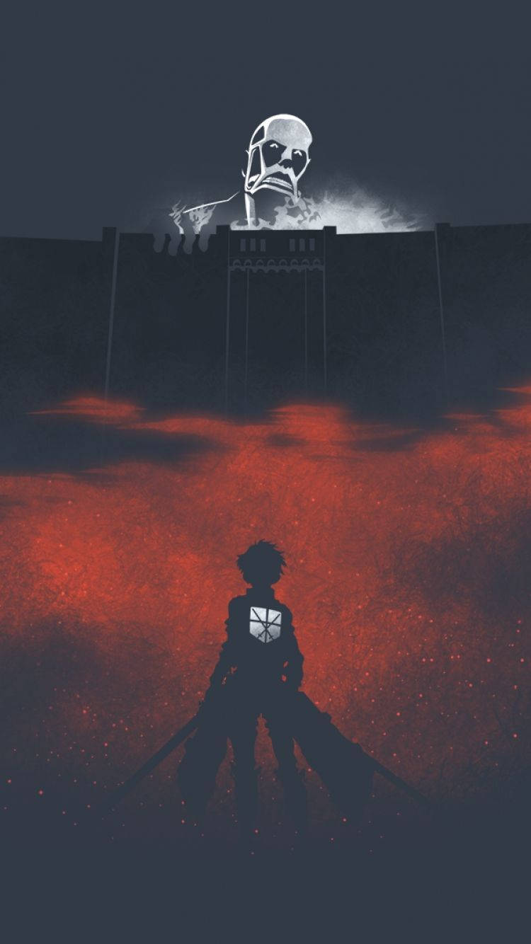 Colossal Titan And Eren Attack On Titan Iphone Background