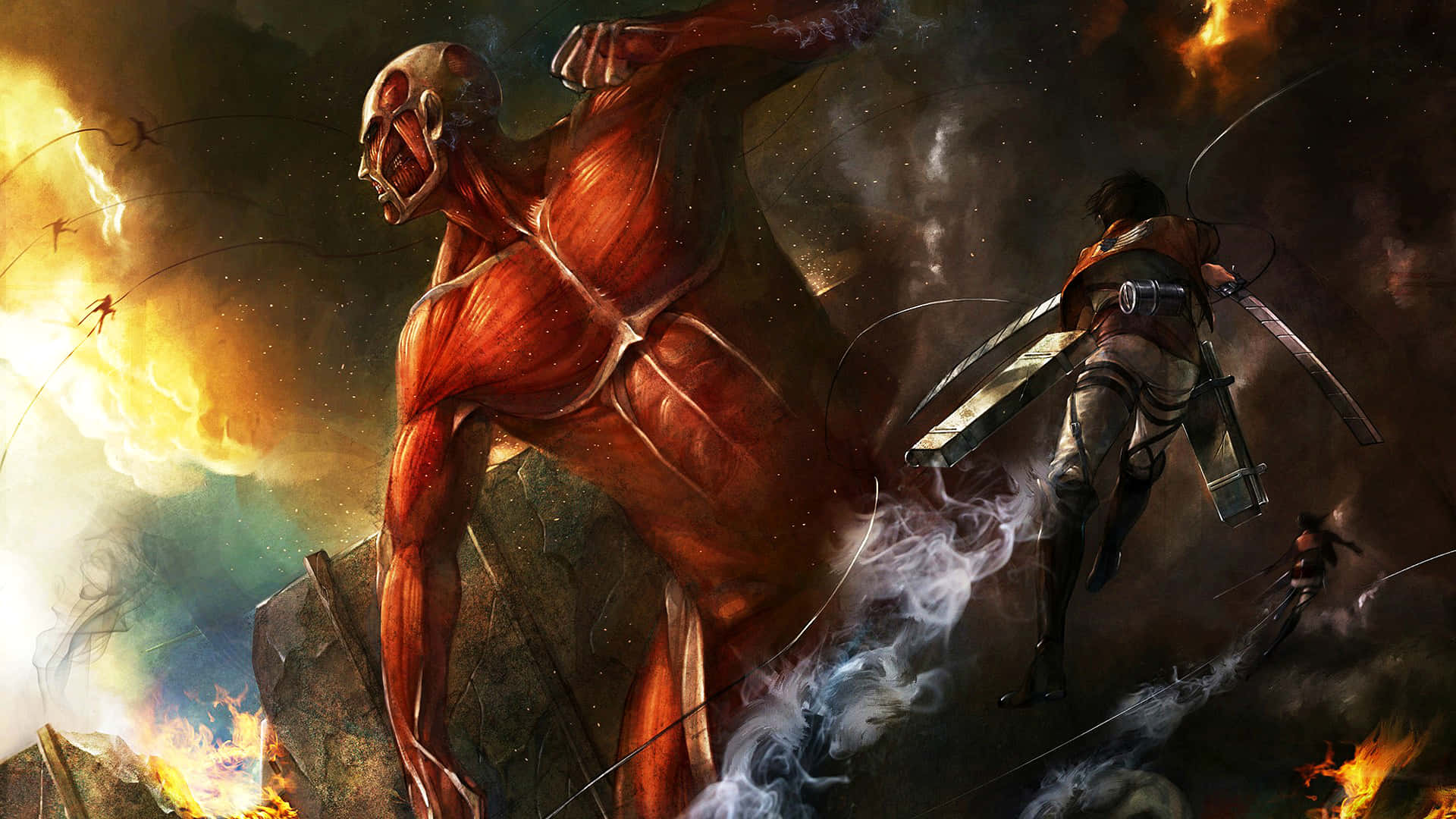 Colossal Titan Attacking Background