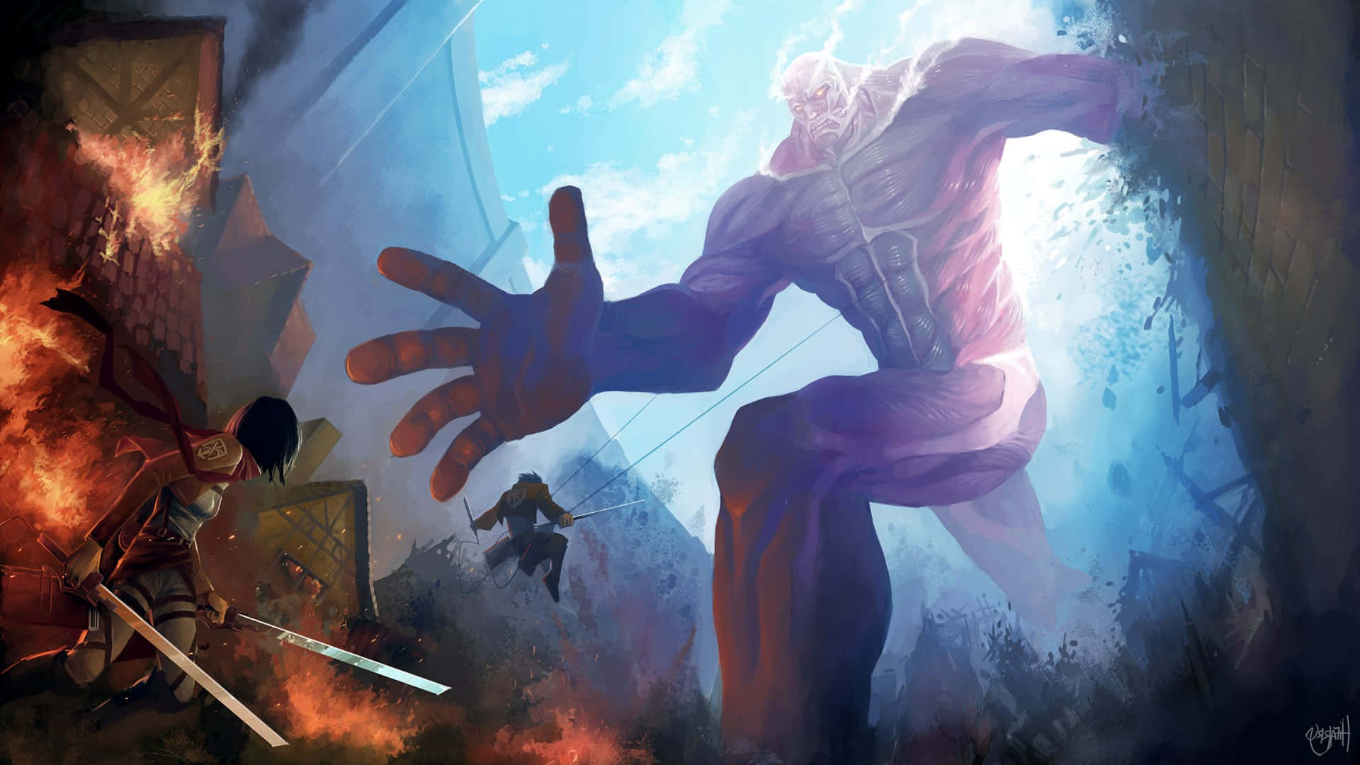 Colossal Titan Attacks Background