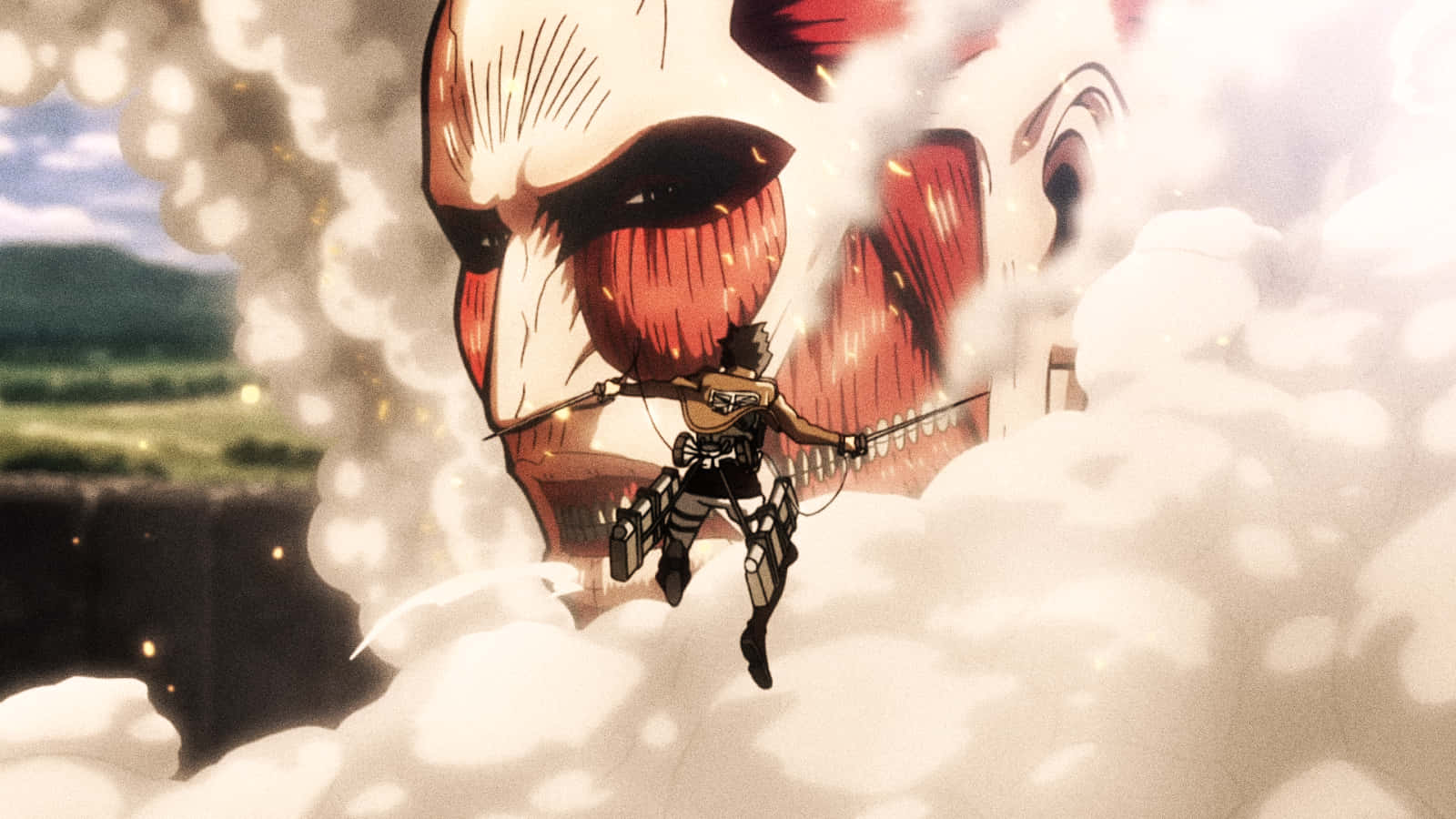 Colossal Titan Being Attacked Background