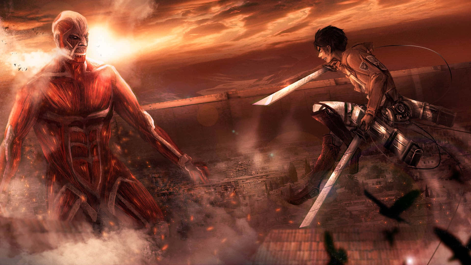 Colossal Titan Vs Eren Yeager Background