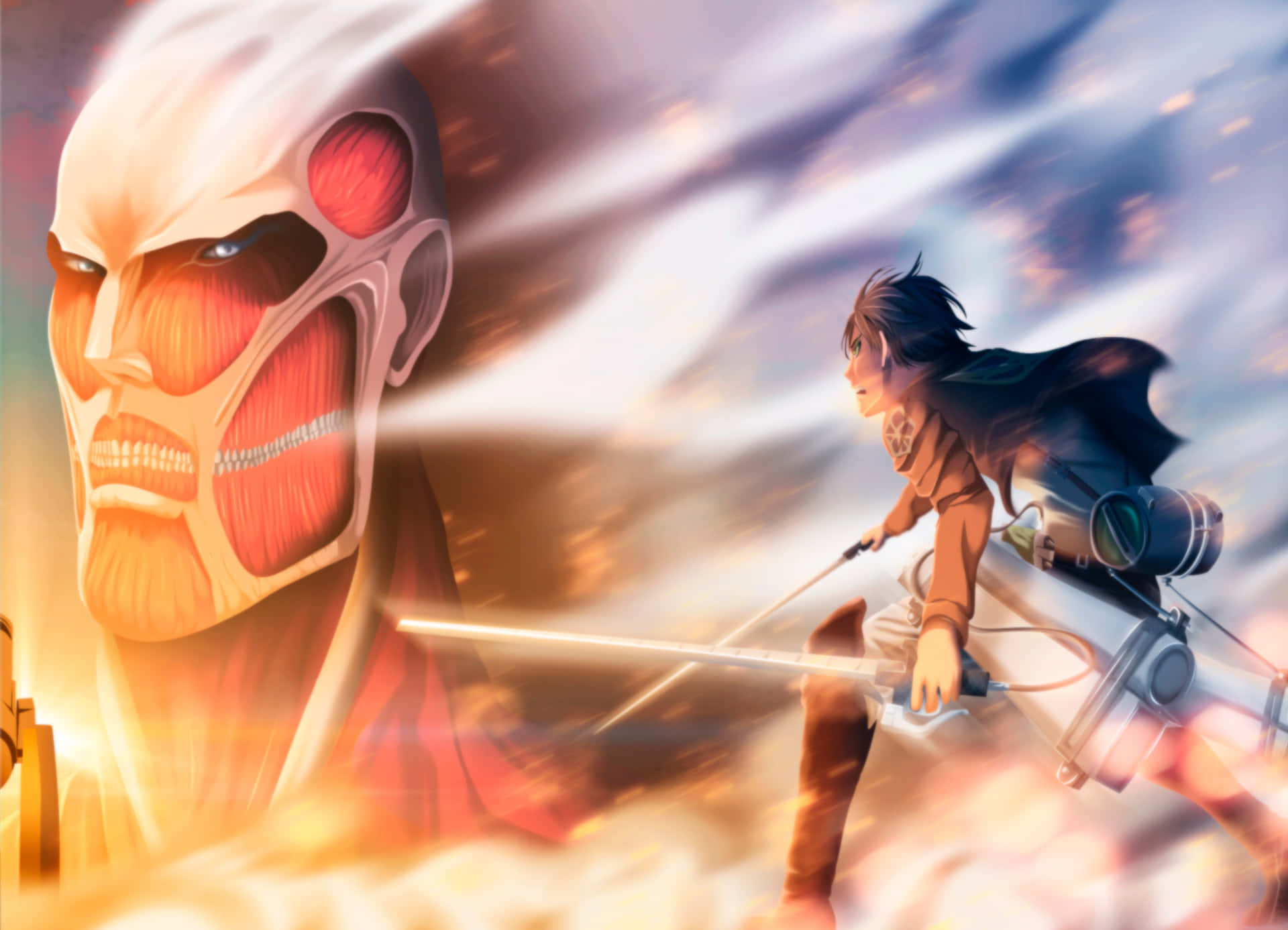 Colossal Titan Vs Eren Yeager Background