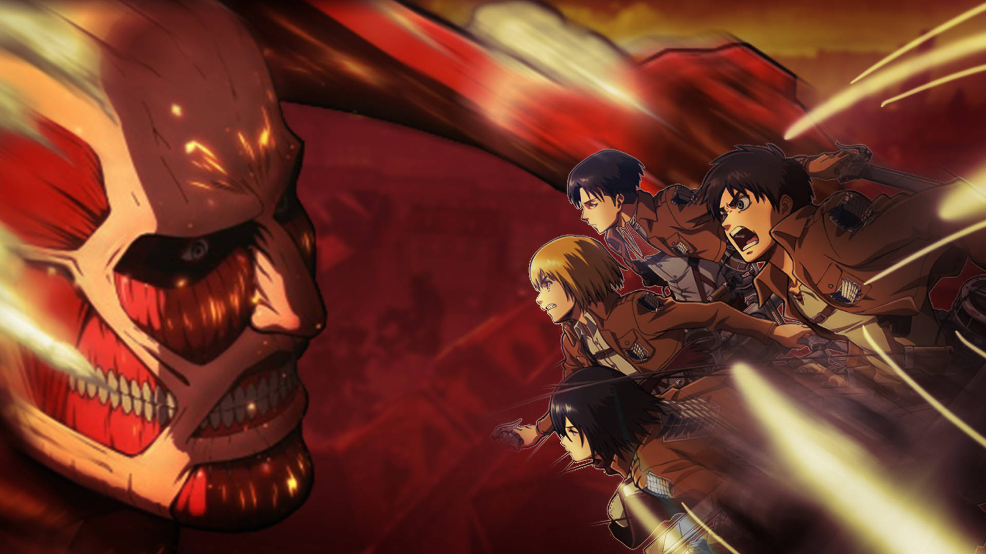 Colossal Vs Survey Corps Attack On Titan 4k Background