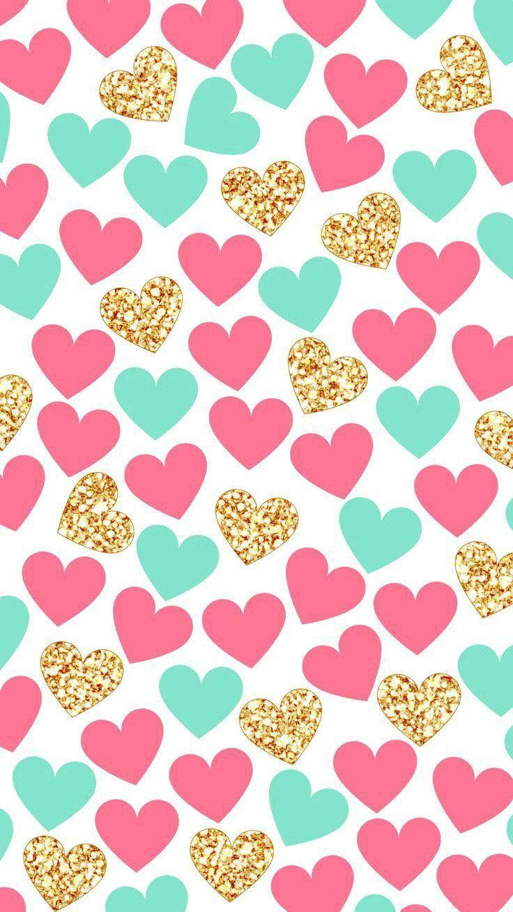 Colourful Hearts Love Phone Background