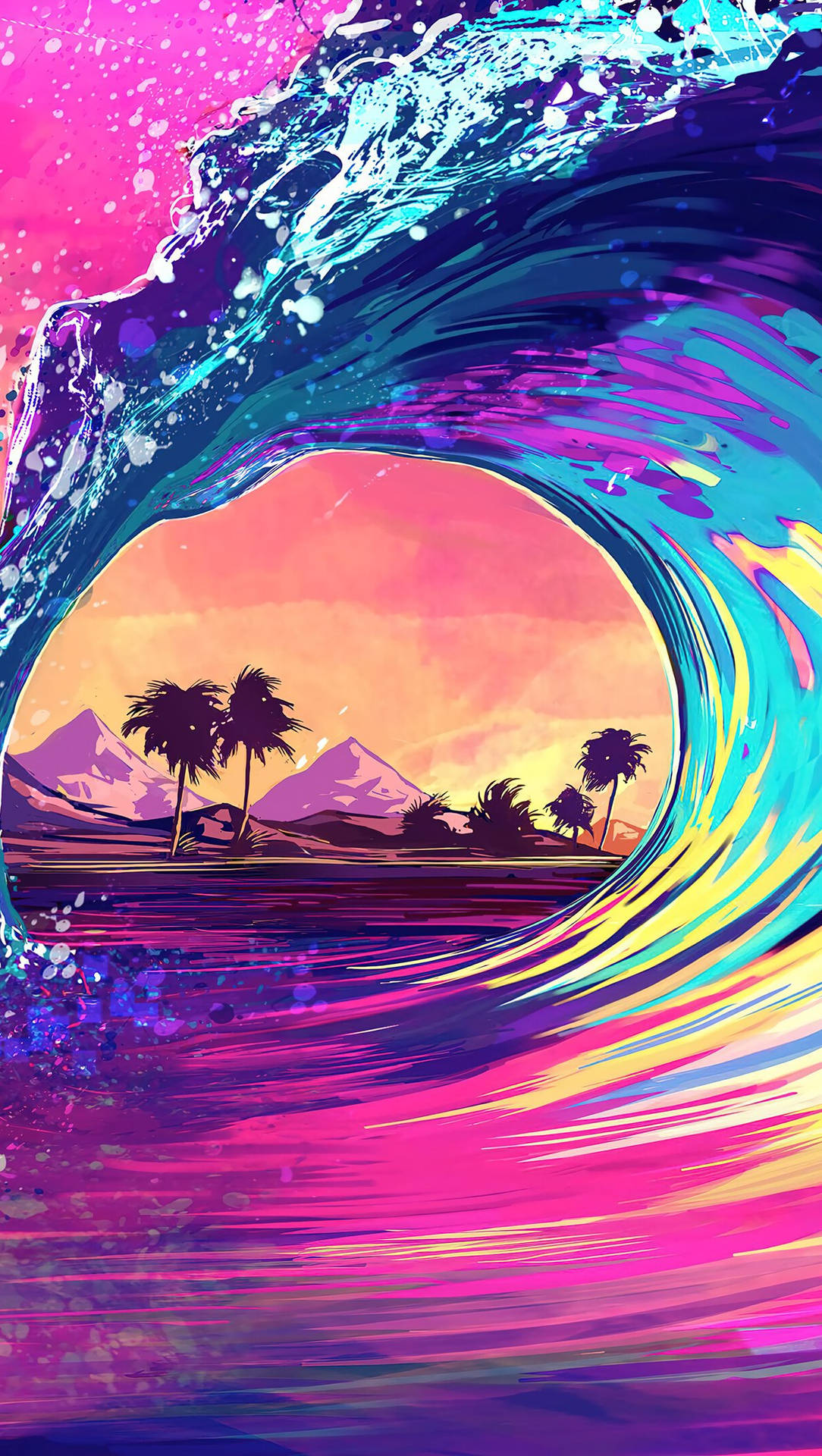 Colourful Retro Wave Background