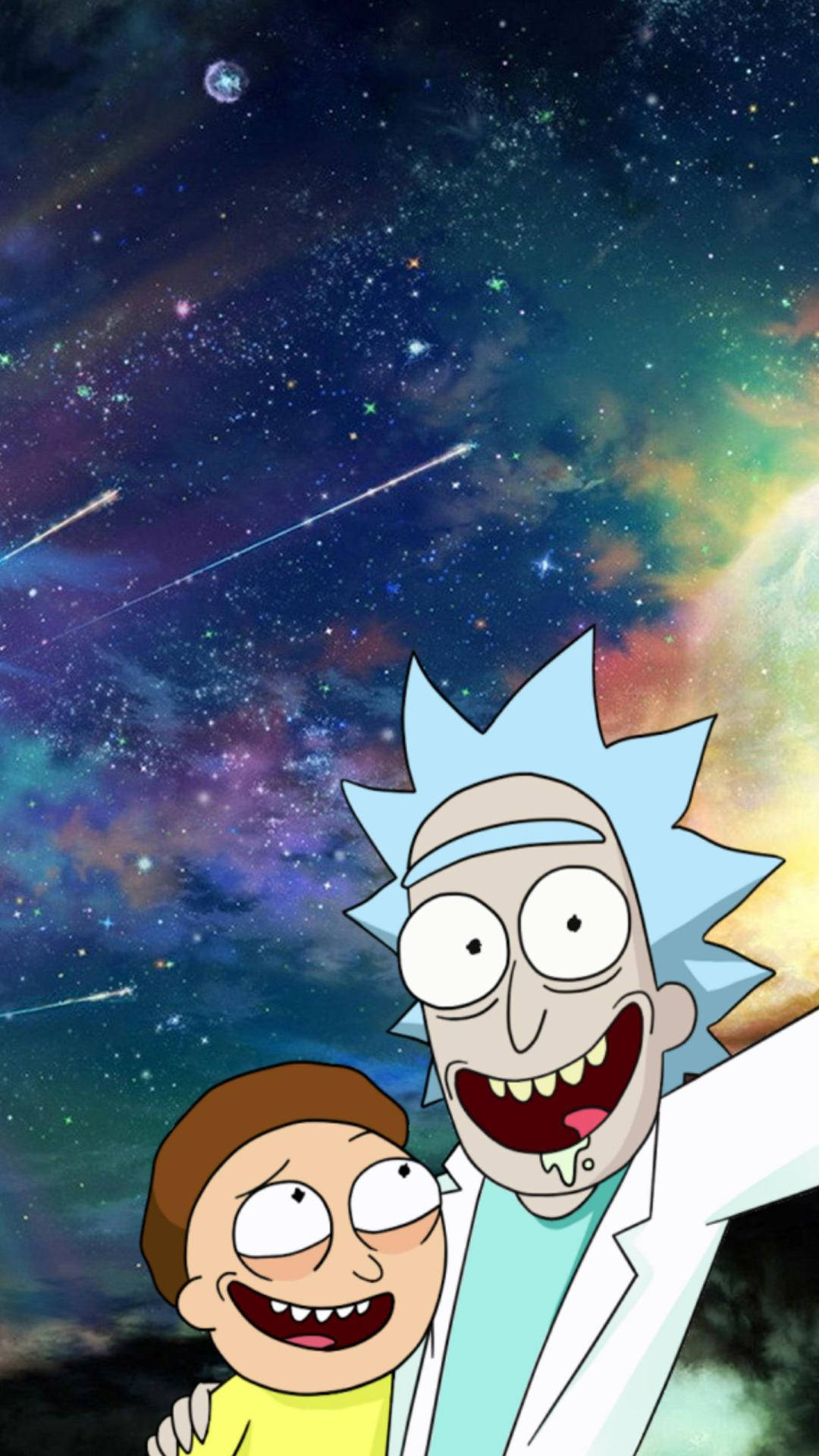 Colourful Space Rick And Morty Iphone Background