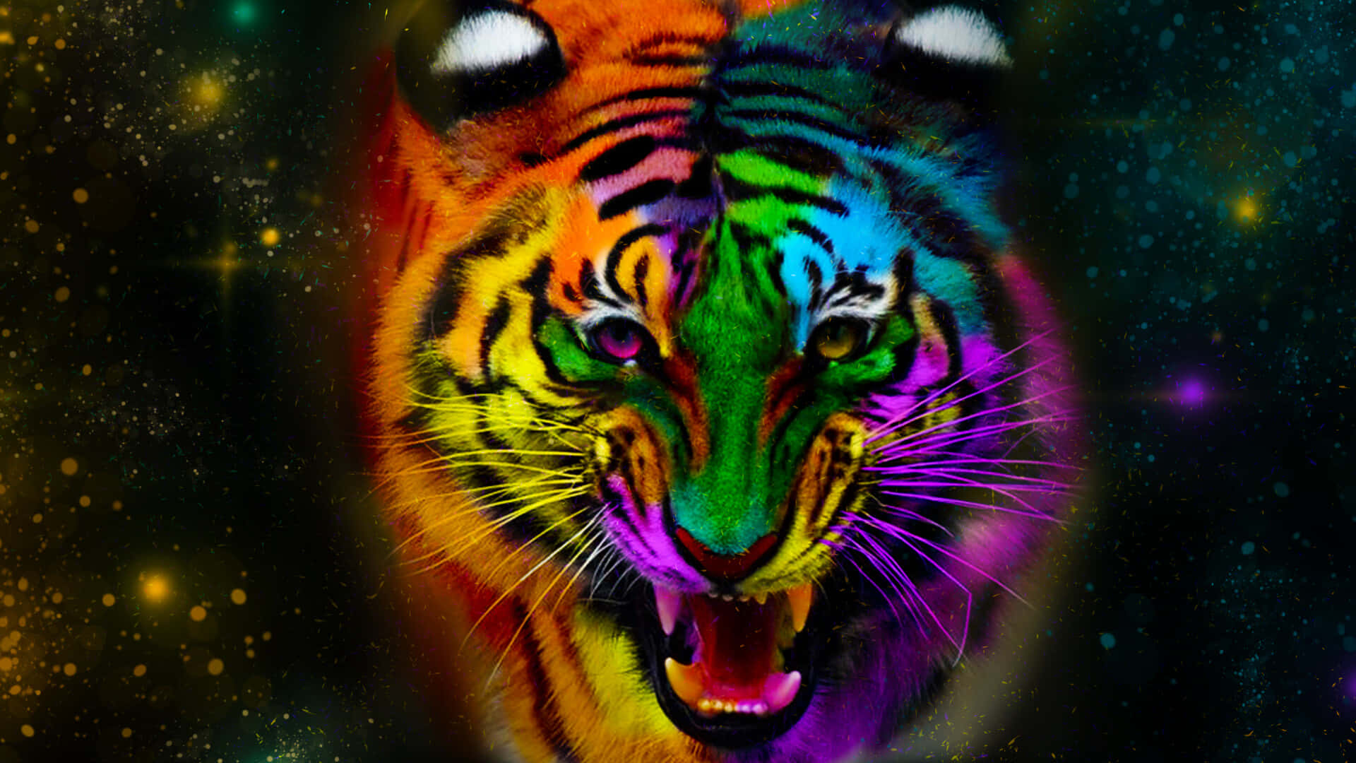 Colourful Tiger Face Background