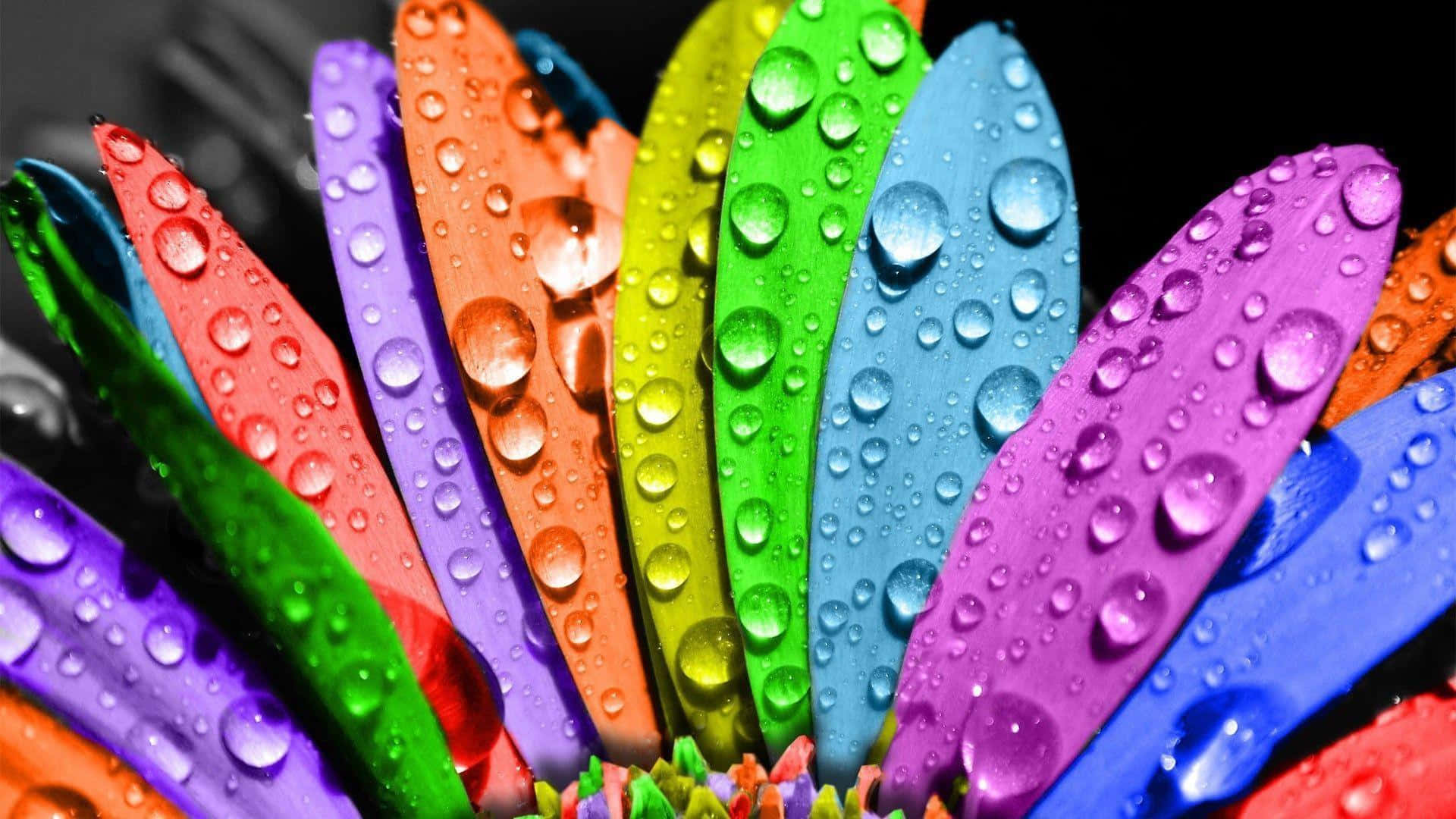 Colourful Wet Leaves Background