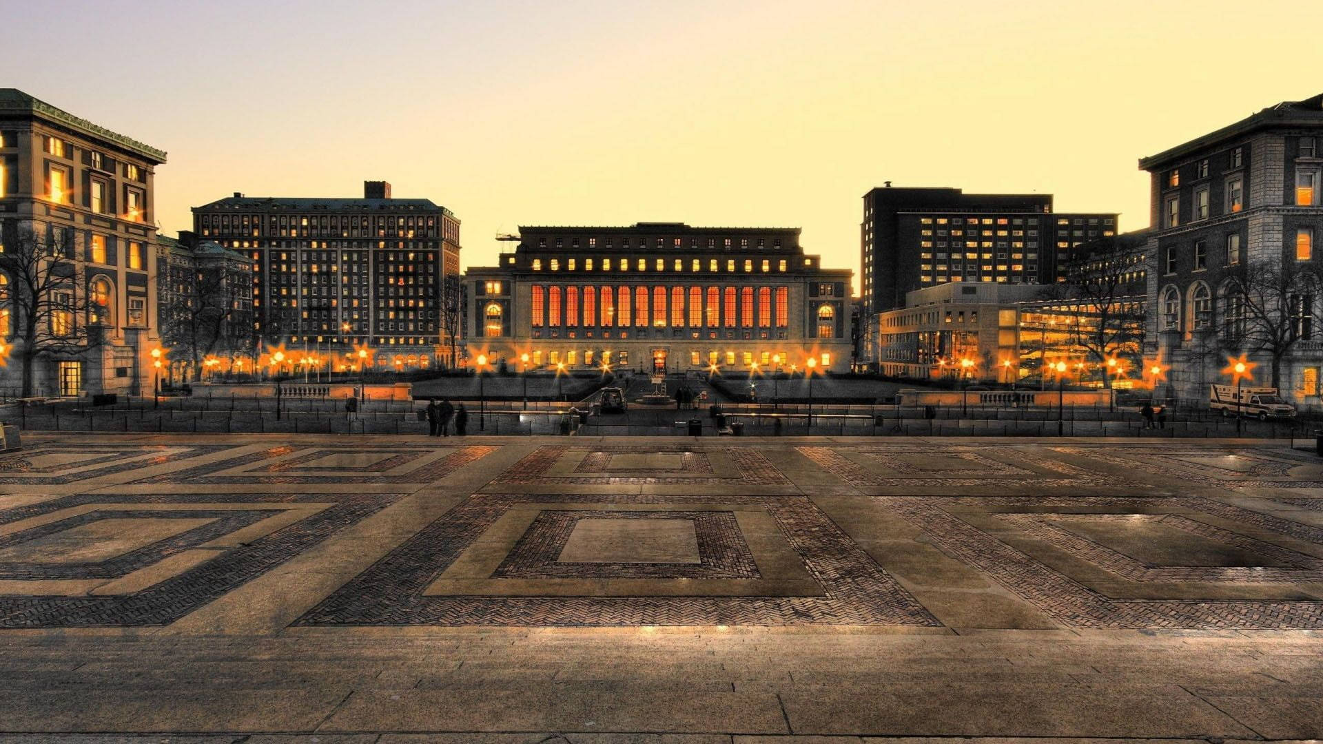 Columbia University Library Sunset Background