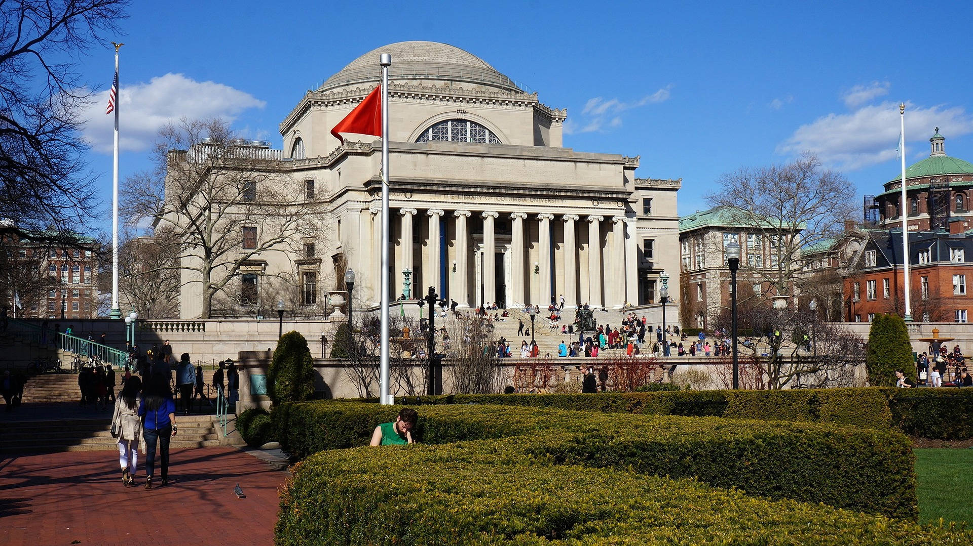 Columbia University Students On School Day Background