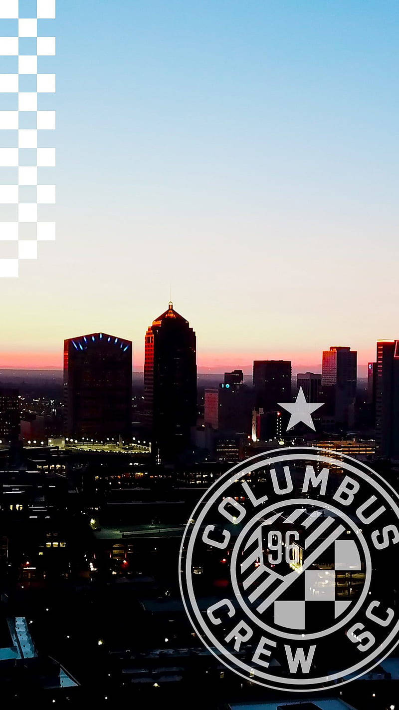 Columbus Crew With A Silhouette Of A City Background