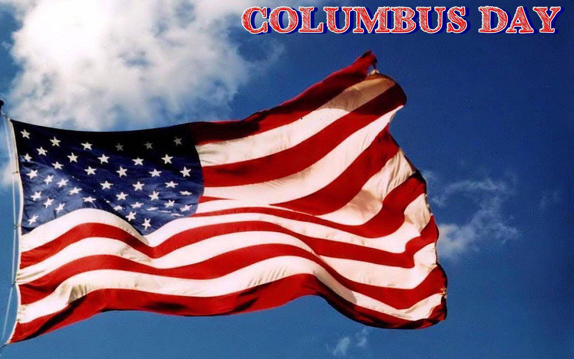 Columbus Day American Flag Raised Background
