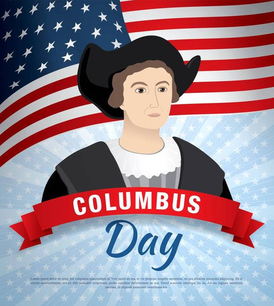 Columbus Day Christopher Cartoon Portrait Background
