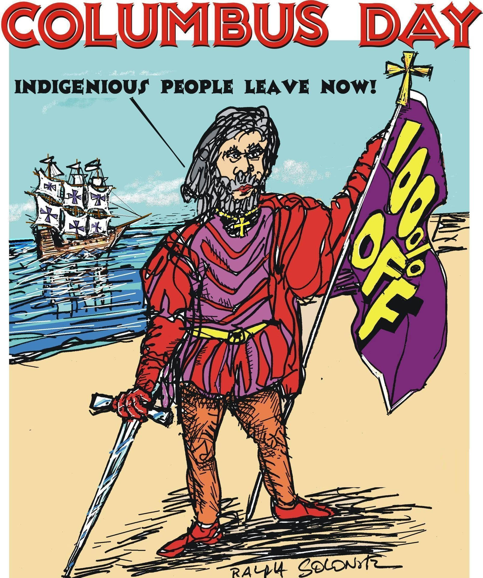 Columbus Day Comic Art Background