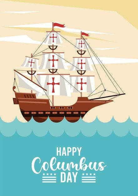 Columbus Day Red Cross Ship Background