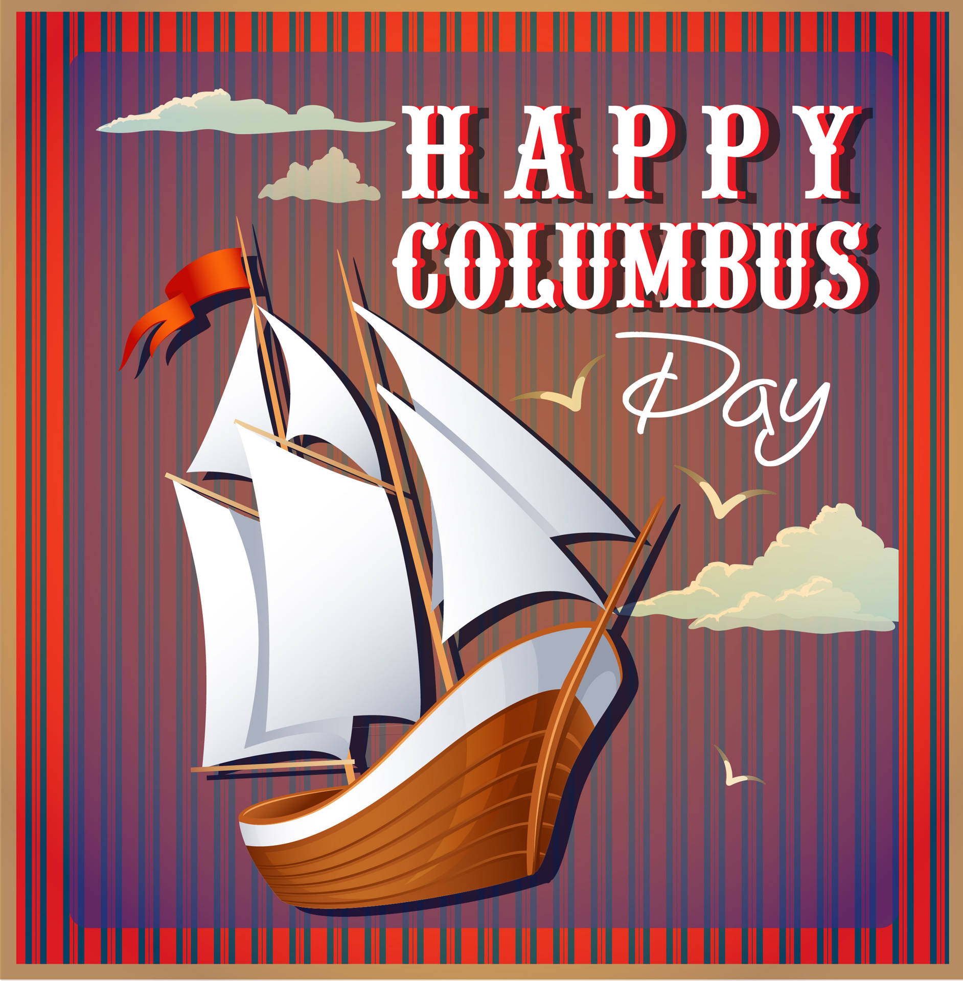 Columbus Day Sailboat Art Background