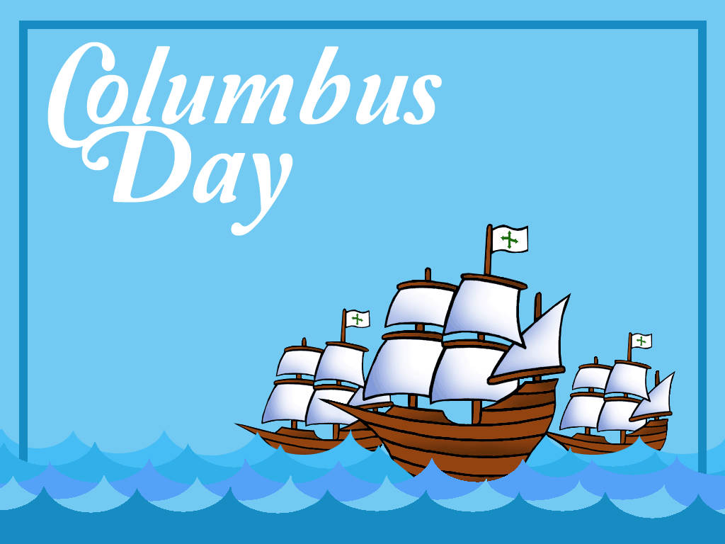 Columbus Day Ship Blue Art Background