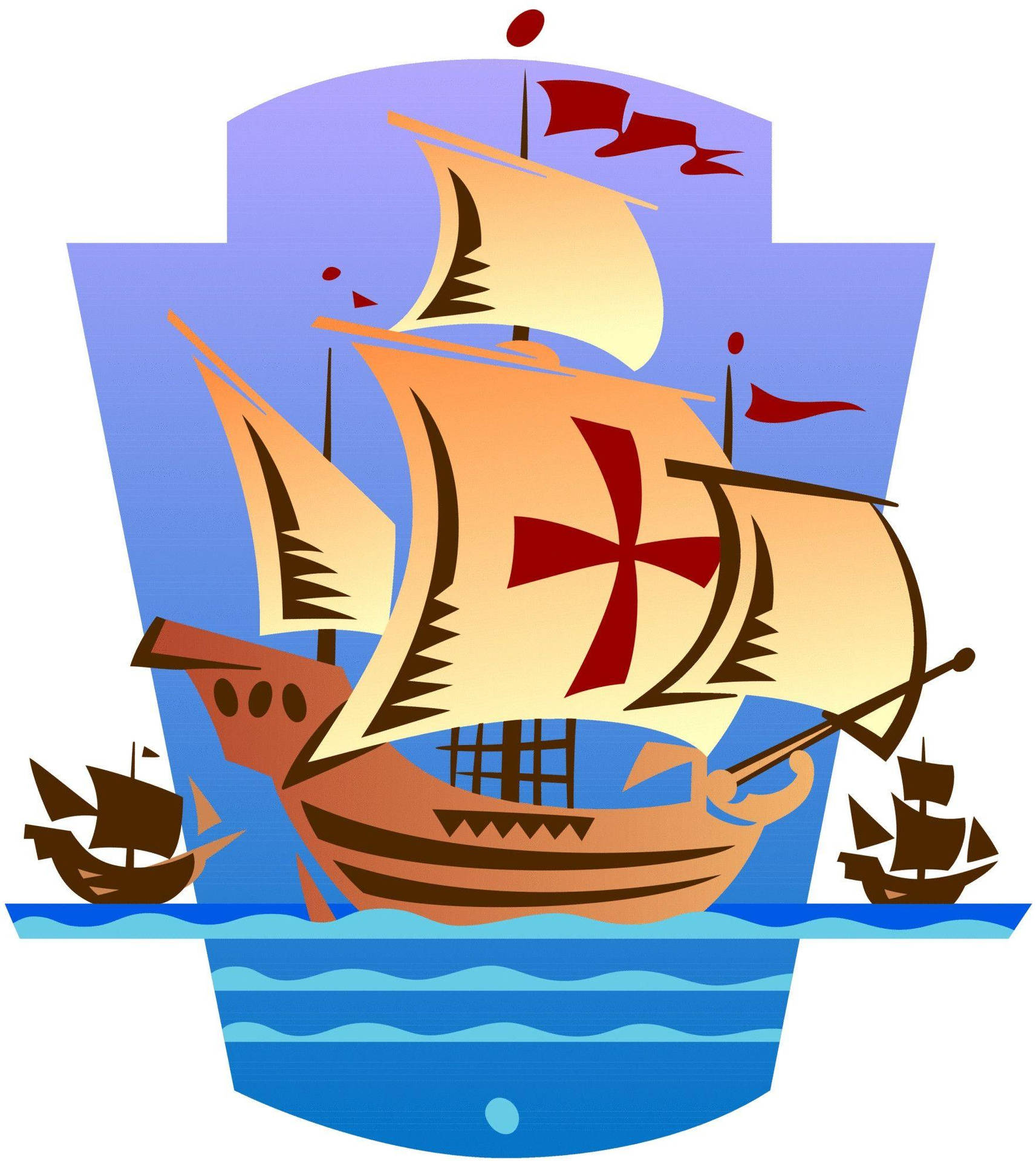 Columbus Day Ship Digital Drawing Background