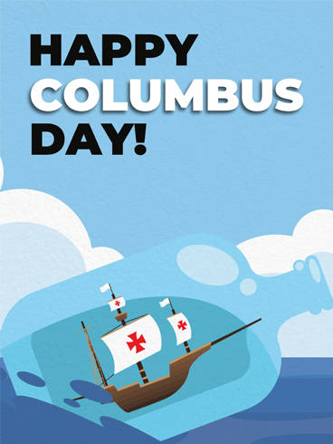 Columbus Day Ship In Bottle Background