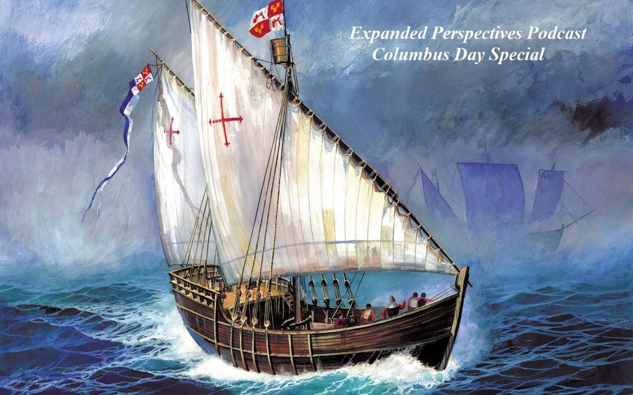 Columbus Day Ship In Ocean Background