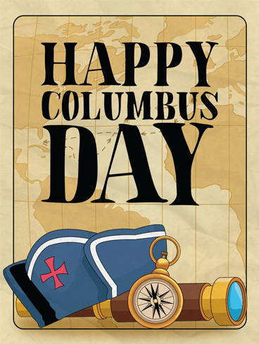 Columbus Day Telescope And Blue Hat Background