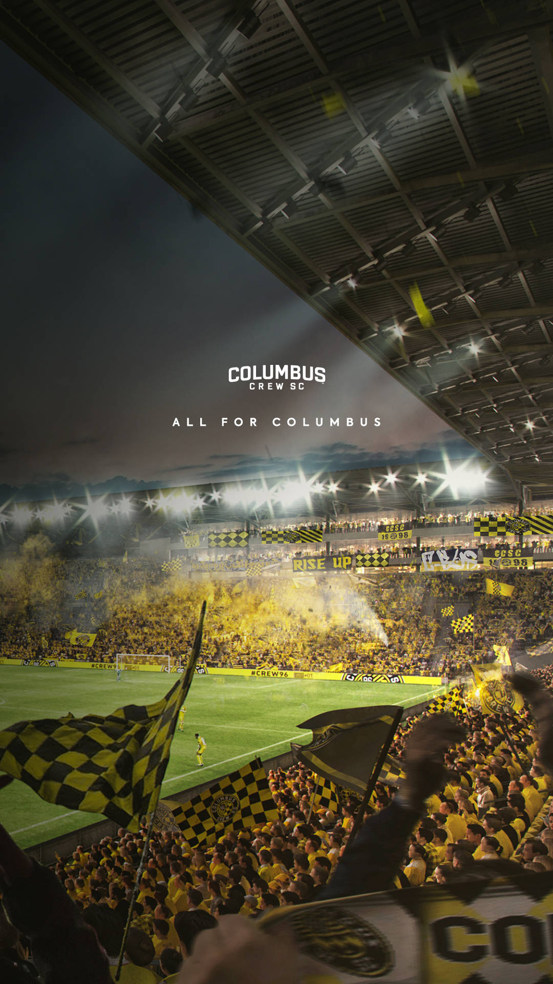 Columbus Sc Crew Fans Wearing A Yellow Shirt Background