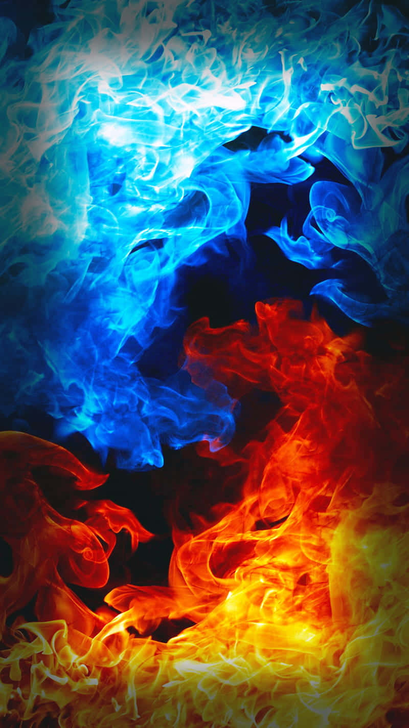 Combination Of Red And Blue Fire Background