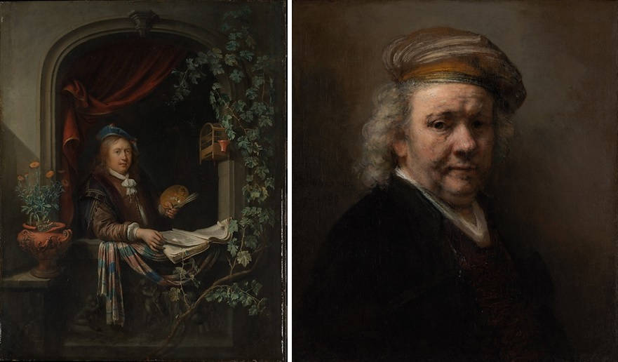 Combined Self Portraits Of Rembrandt Background