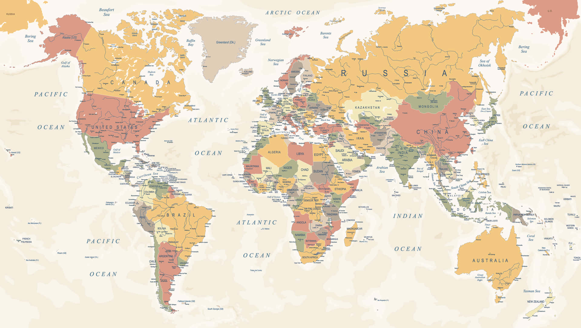 Combining Beauty And Knowledge - The World Map Aesthetic Background