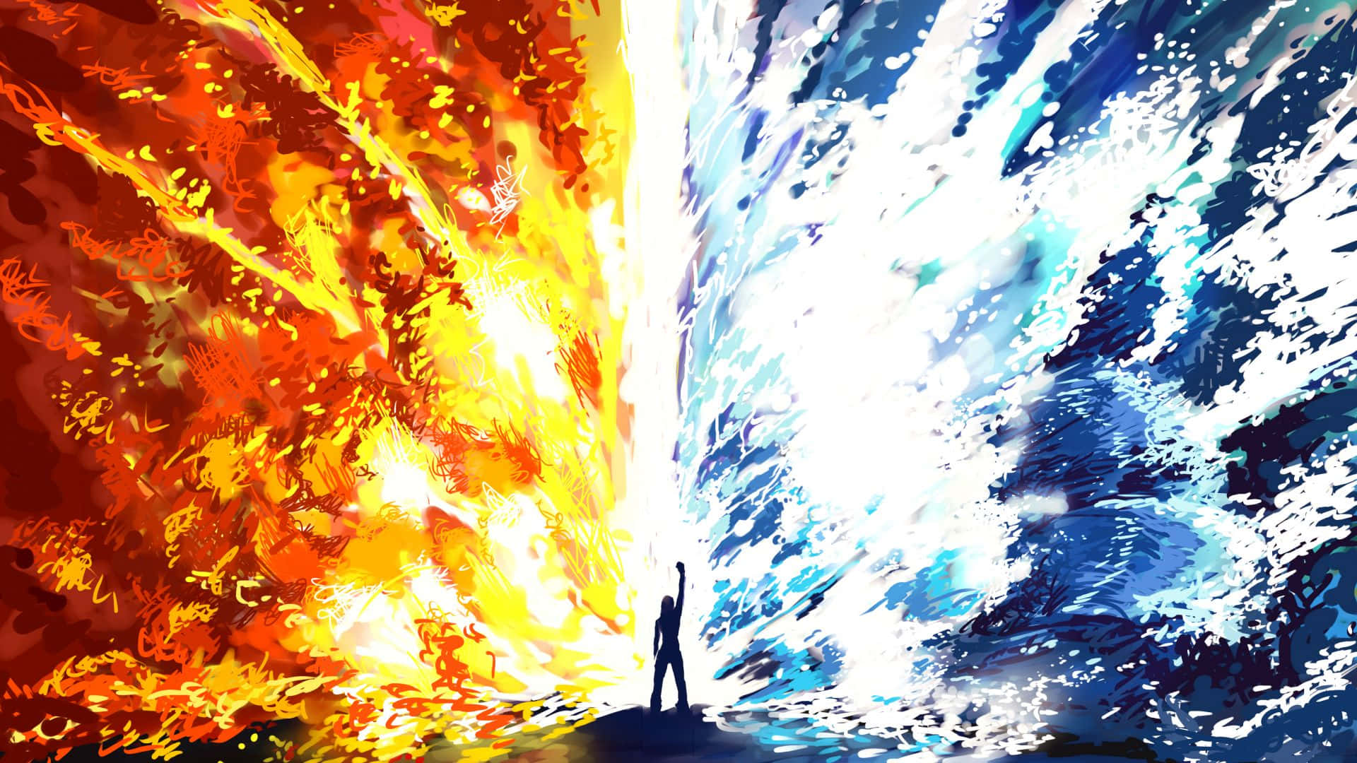 Combining The Elements Of Fire And Water Background