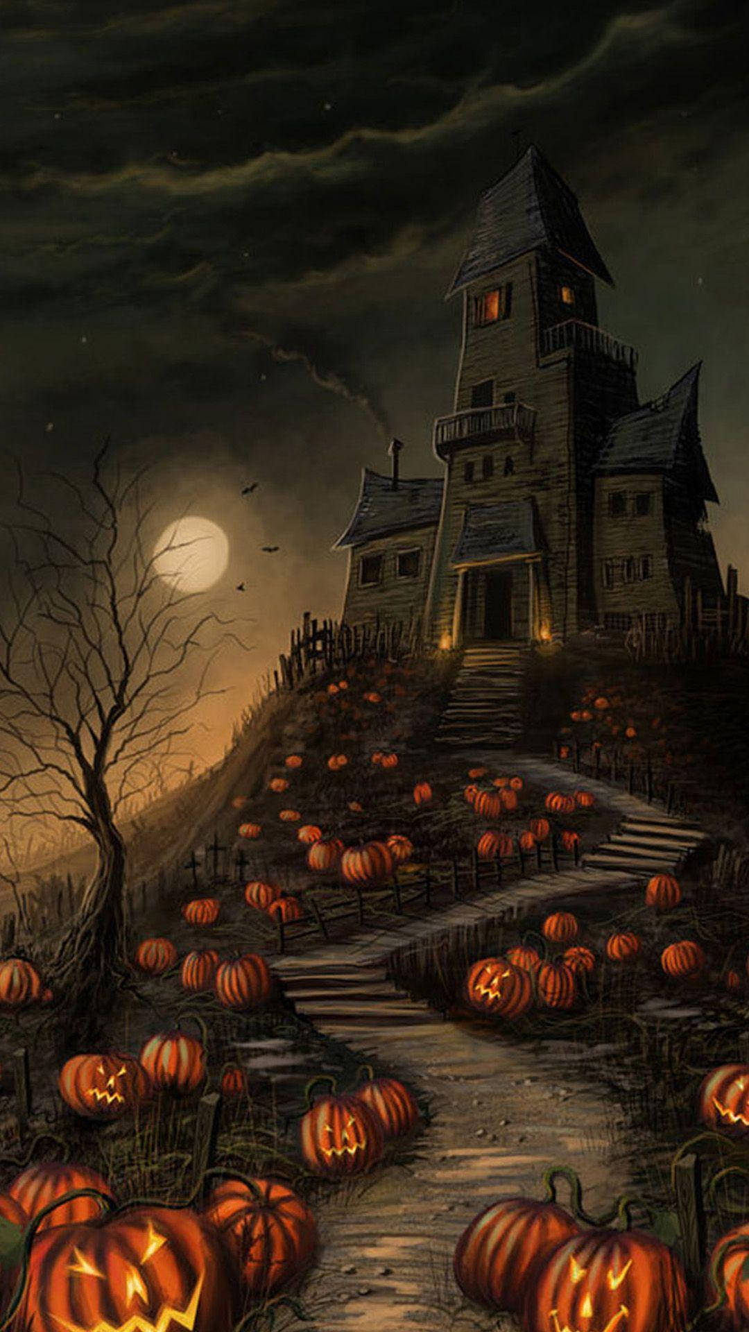 Come Explore Spooky Haunted House On Halloween! Background