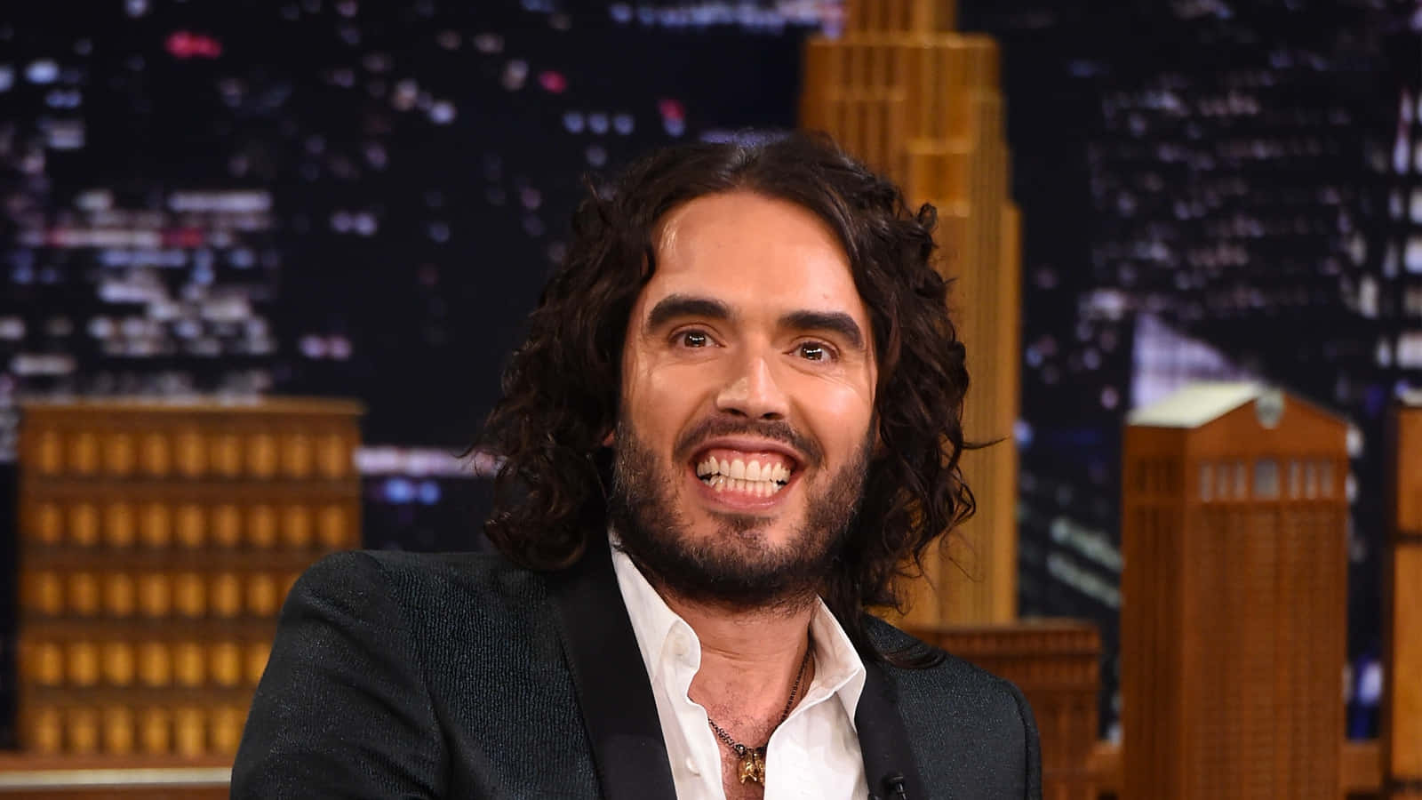 Comedian Russell Brand Appearing On The Tonight Show. Background