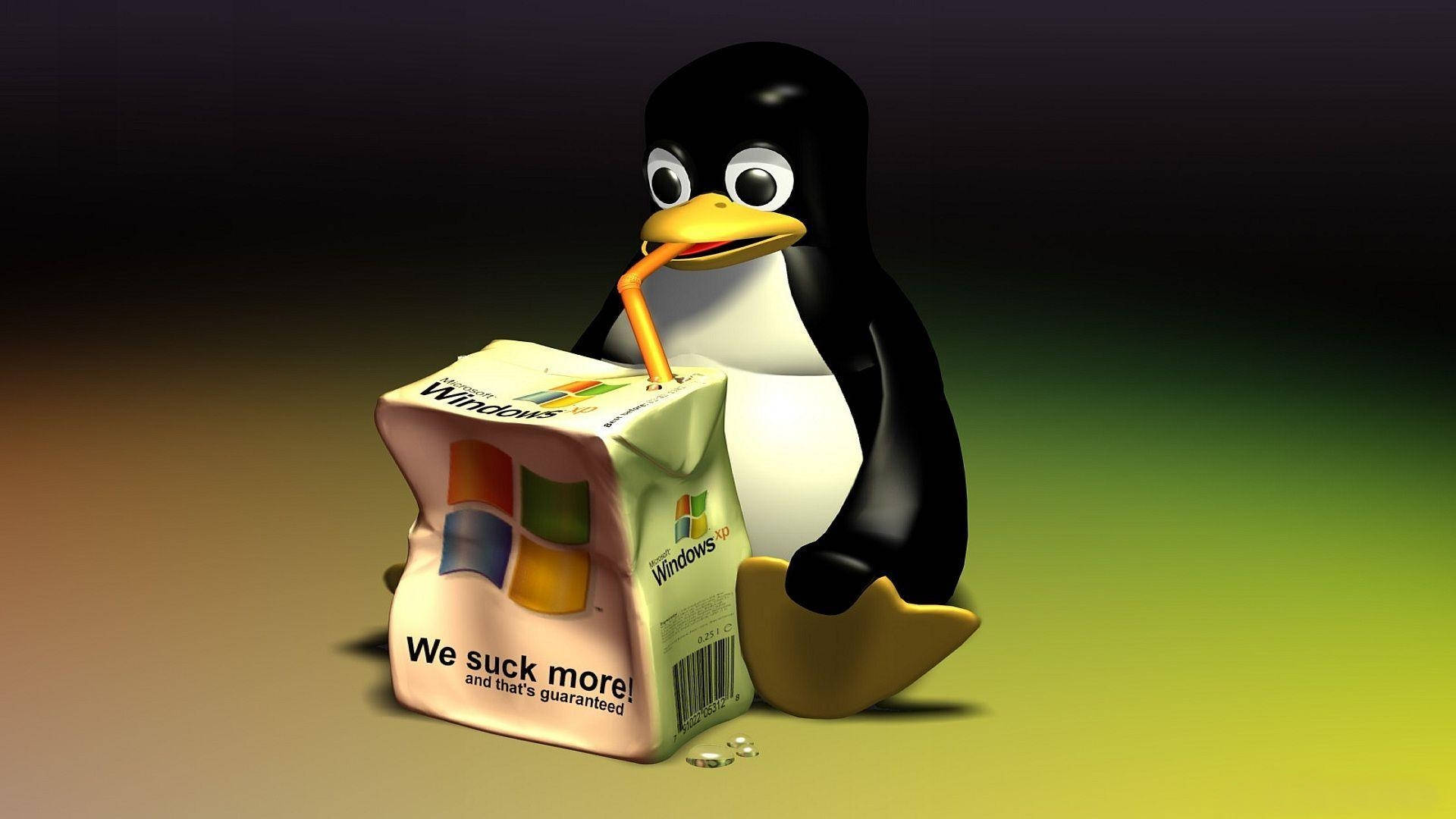 Comedic Tux Linux Desktop Graphic Design