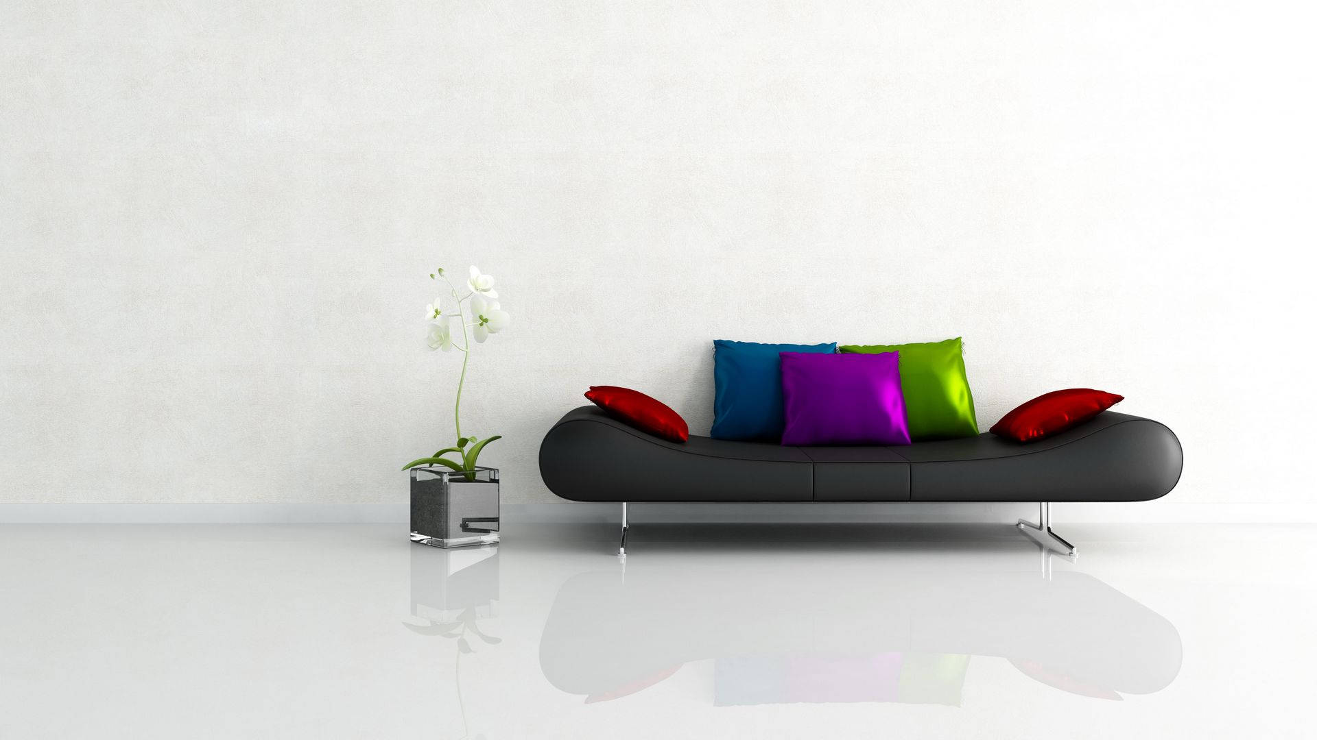 Comfortable Black Leather Living Room Sofa Background