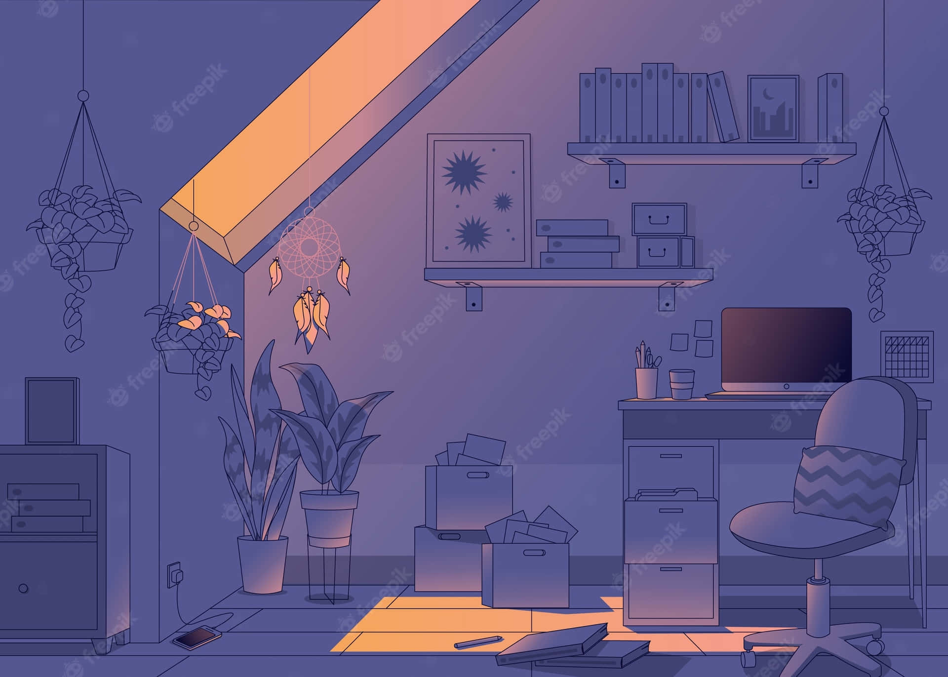Comfortably Relax In A Cozy Lo-fi Room Background
