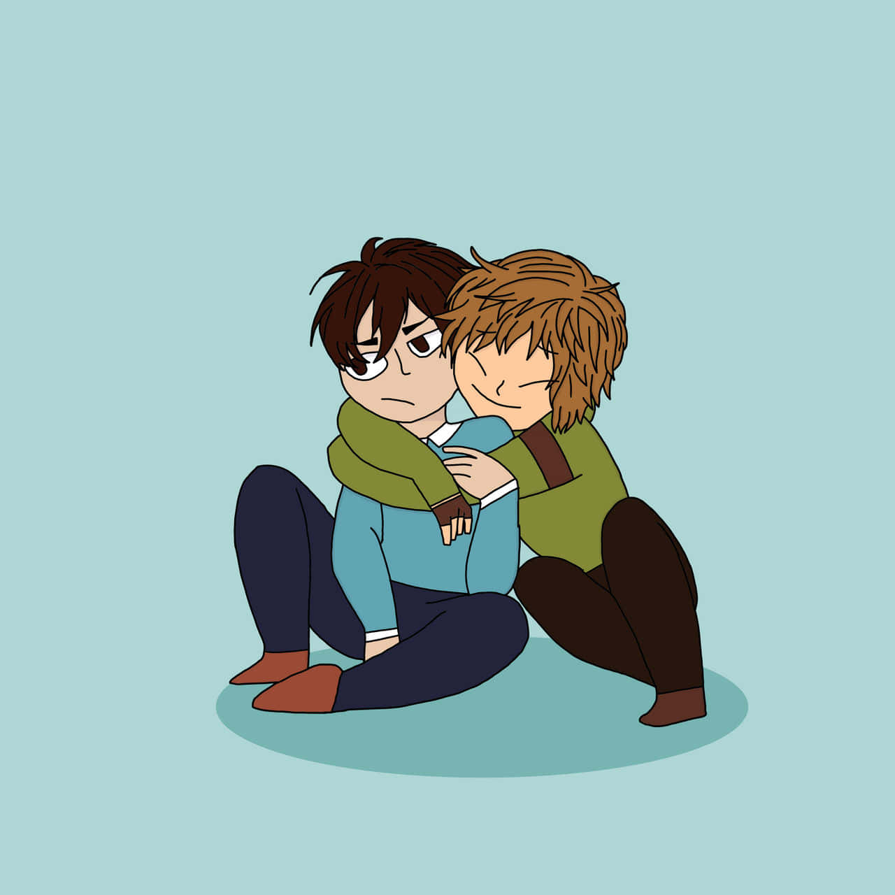 Comforting Friendship Cartoon Background