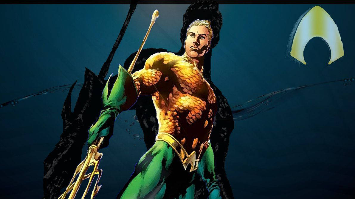 Comic Aquaman Heroic Pose Background