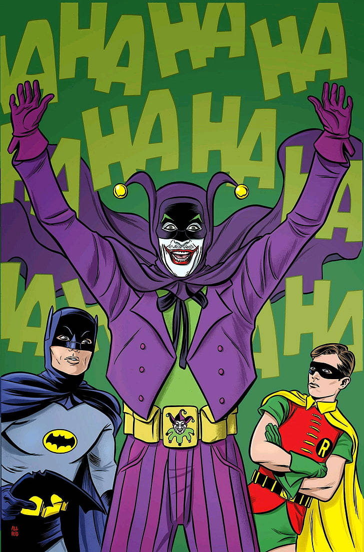 Comic Batman, Joker, And Robin Iphone Background