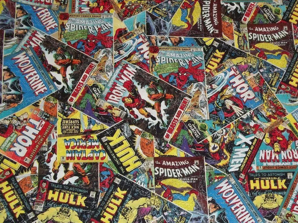 Comic Books Of Superhero Collage Background