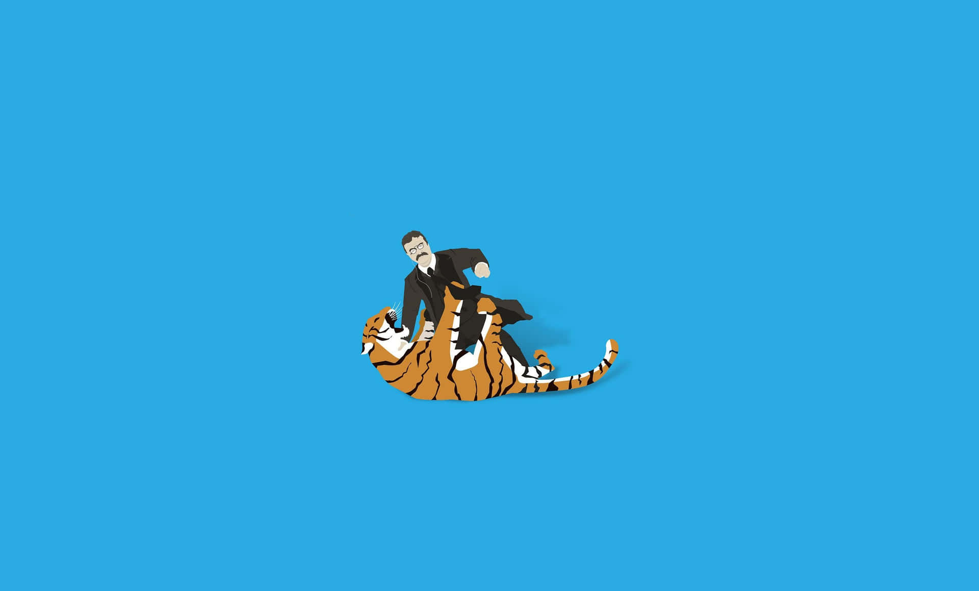 Comical Cartoon Character On Minimalist Desktop Background Background