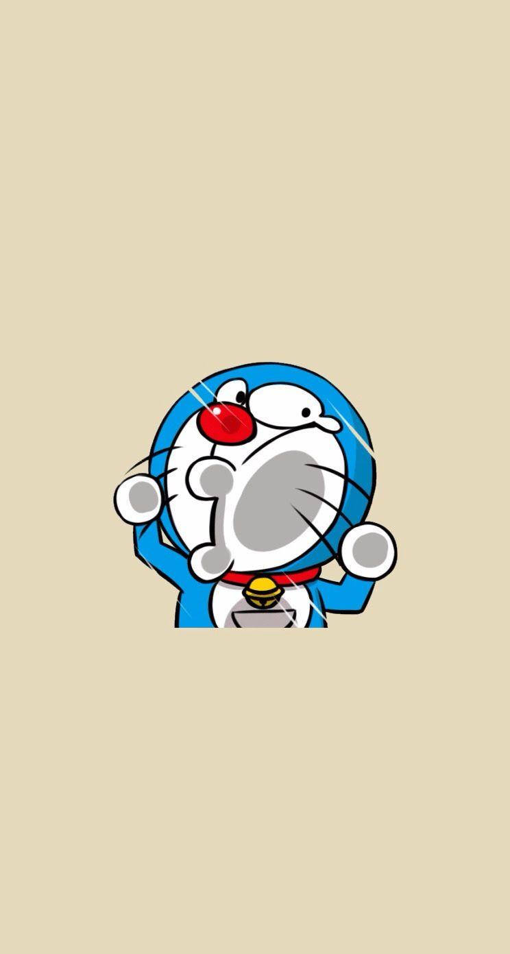 Comical Doraemon Iphone Digital Art Background