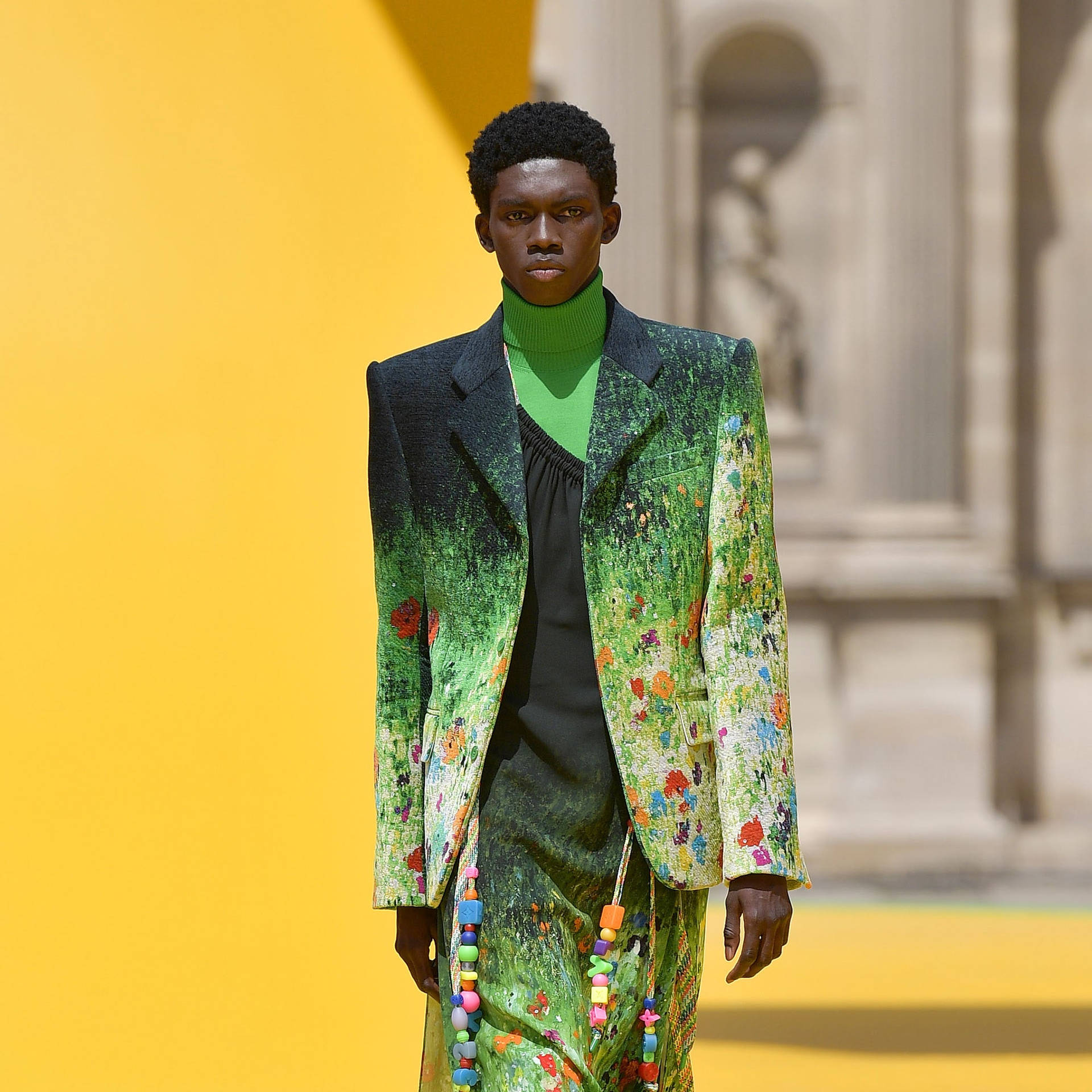 Comme Des Garçons Green Floral Suit Background