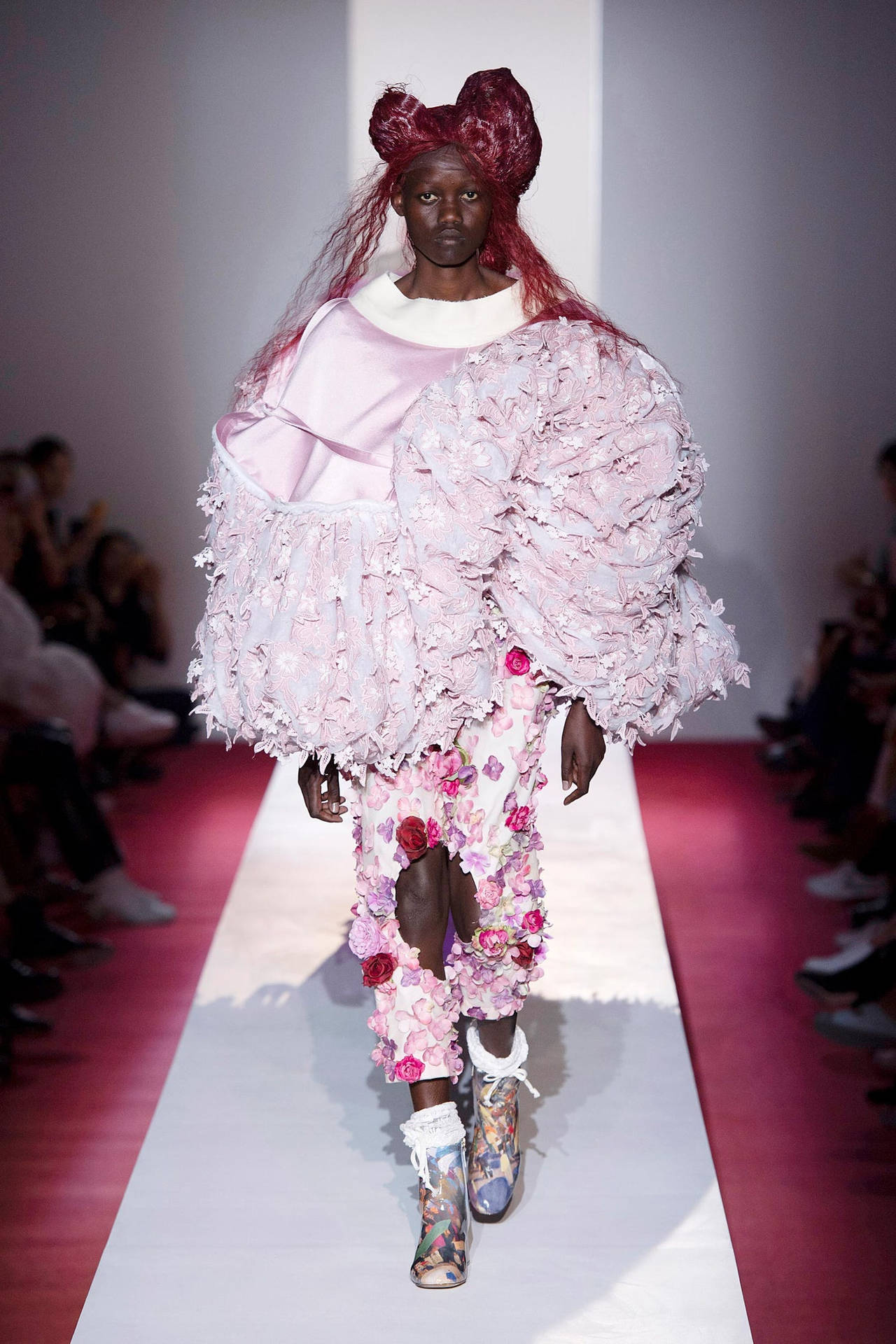 Comme Des Garçons Pink Frilly Top Background