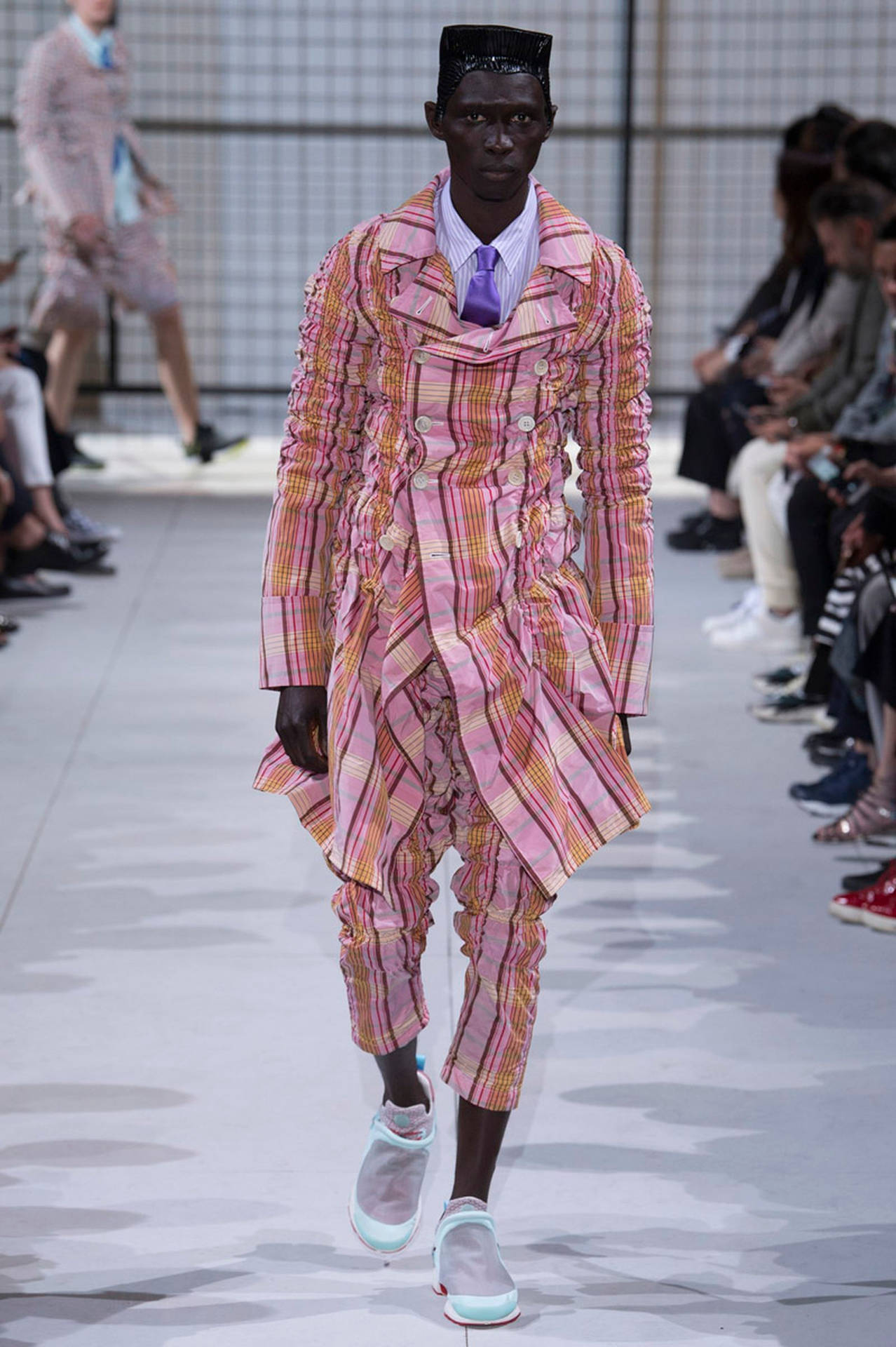 Comme Des Garçons Pink Orange Plaid Background