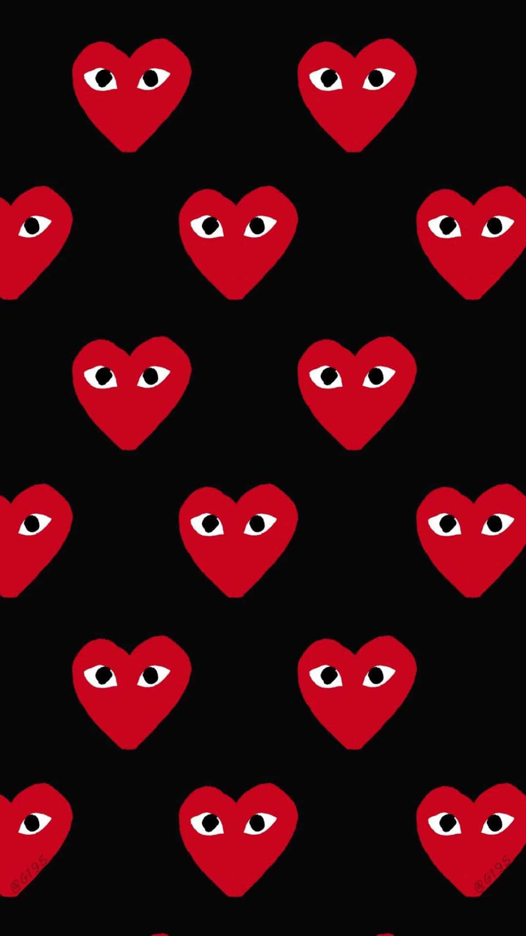 Comme Des Garçons Red Patterned Heart Black