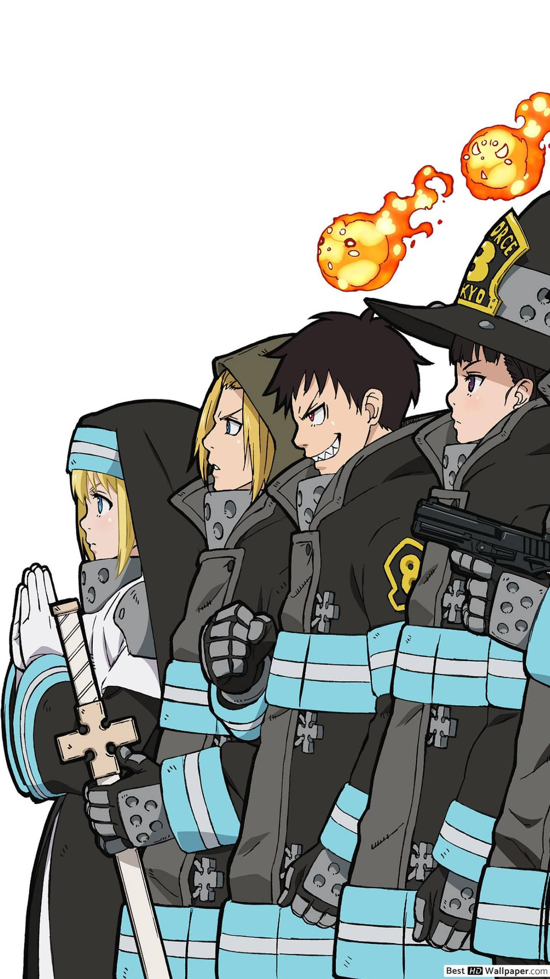 Company 8 Members Of The Fire Force Background