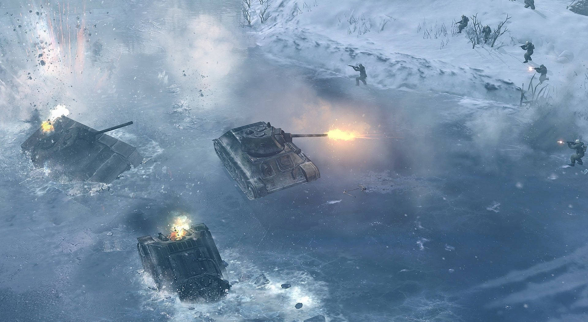 Company Of Heroes 2 Tanks On Ice Background