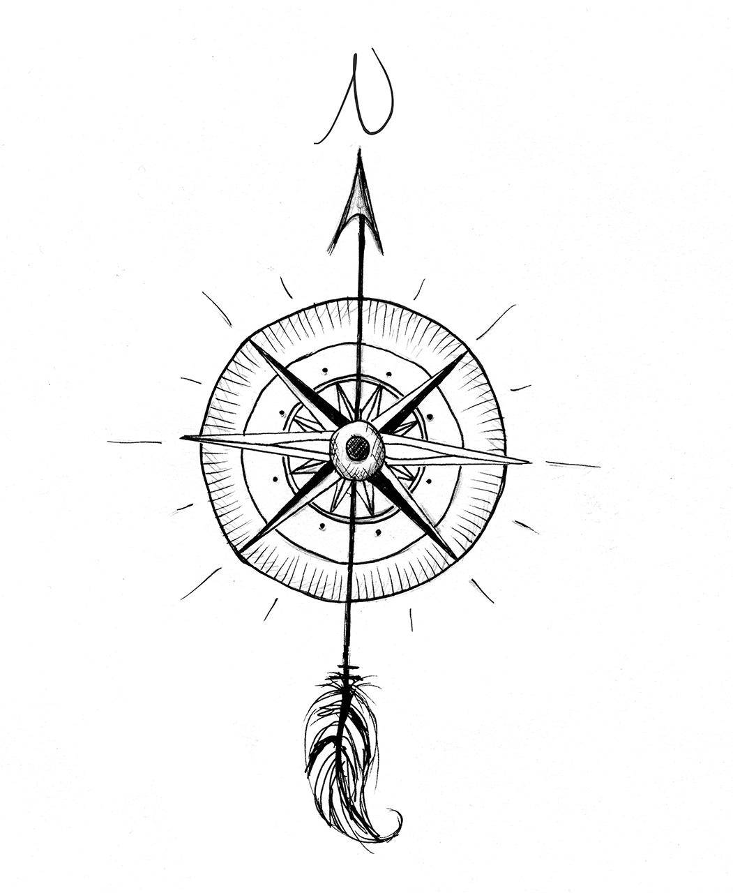 Compass Star Hand Drawn Artwork Background